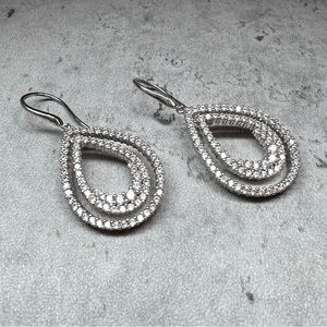 COPY - Handmade 14K White Gold Plated Swarovski Crystal Teardrop Pierced Earrin…